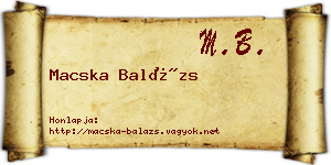Macska Balázs névjegykártya